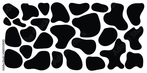 Set of black organic, irregular, and amorphous shapes. Abstract fluid vector design elements. Organic amoeba blob shape abstract, Abstract blob and amoeba figure, Dynamic amoeba silhouette