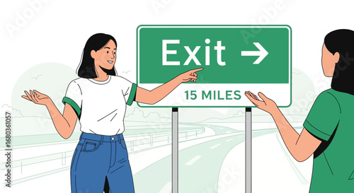 Travel Companions Find Directions and Guidance Indicating The Route to Destination, Highway