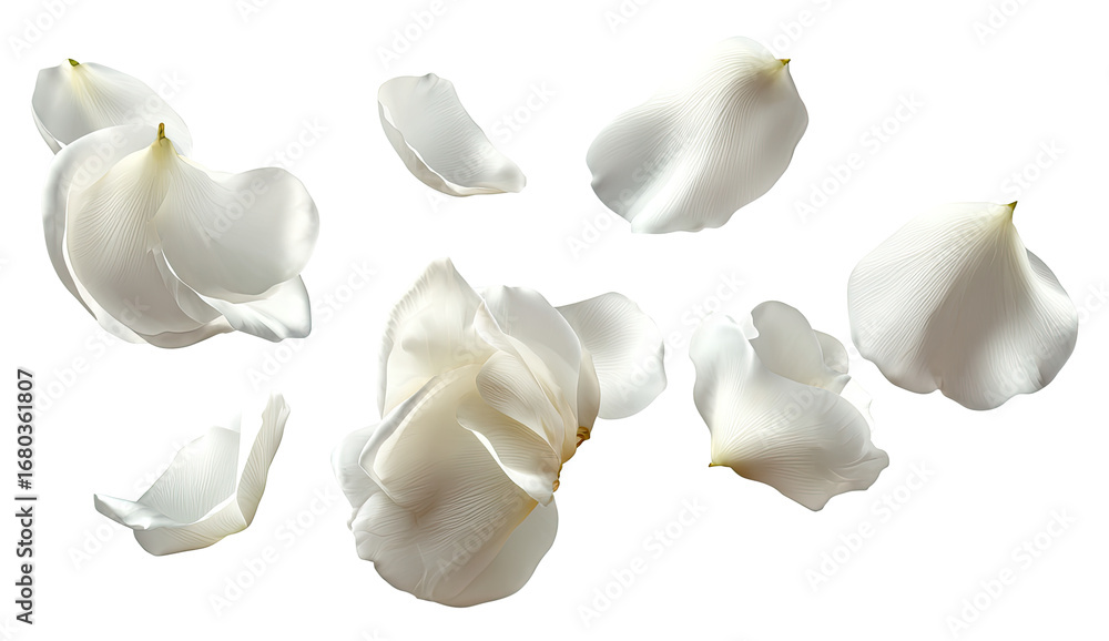 Naklejka premium Scattered white rose petals
