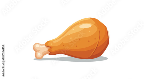 Illustration displaying a crisp, golden-brown fried chicken leg with bone,isolated on a clean white background,perfect for culinary projects