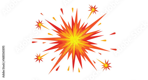 Dynamic Bursting Star: Abstract Vector Illustration of Explosive Energy and Comic Style Impact