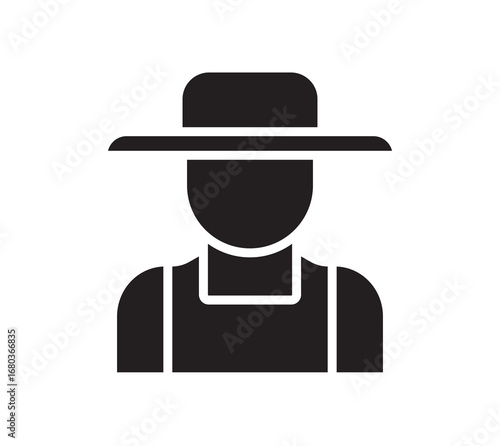 Farmer hat outline avatar person agriculture rural worker male simple Farmer avatar outline with hat representing agriculture.Illustration of farmer with hat and overalls icon vector agriculture farmi