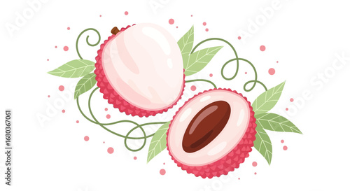 Vibrant Lychee Illustration Showcasing Deliciousness And Natural Freshness In Vector Graphics