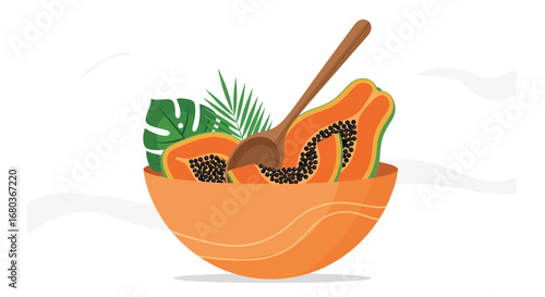 Vibrant Papaya Bowl: A Delicious Tropical Delight Freshly Served for Enjoyment