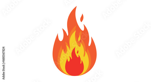 Vibrant fiery illustration with energetic flames, symbolizing intense passion and burning bright energy on a clean white canvas for universal visual
