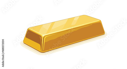 Illustration of a single shiny gold bar, representing wealth and financial security, isolated on a clean white backdrop demonstrating purity
