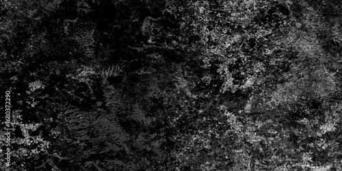 Abstract black grunge texture with dust grain and scratch patterns, dark concrete surface effect, distressed overlay background for vintage and cinematic style.