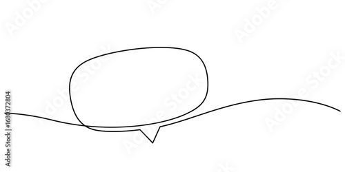 continuous line drawing of comment box review decorative