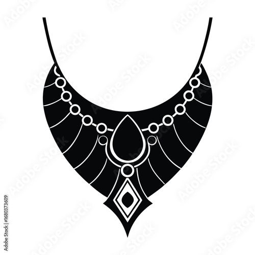 Fashionable woman wearing a luxurious black and white pearl and diamond necklace.