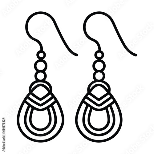Dangle Earrings Line Art Illustration