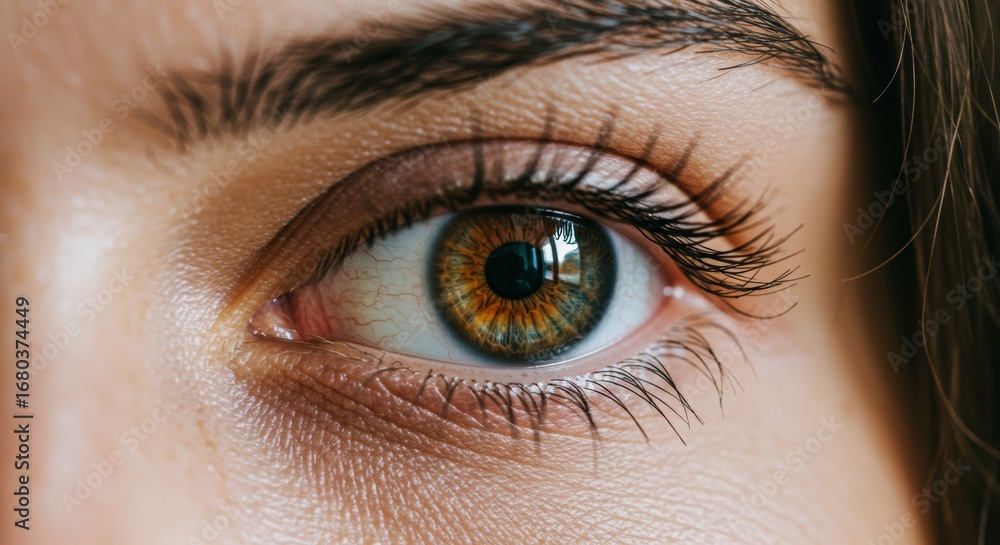 Obraz premium A captivating macro shot showcasing the intricate details of a hazel eye