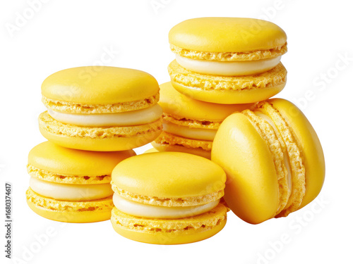 Delightful Lemon Macarons, a Sweet Treat Stacked High, Irresistibly Delicious Pastry