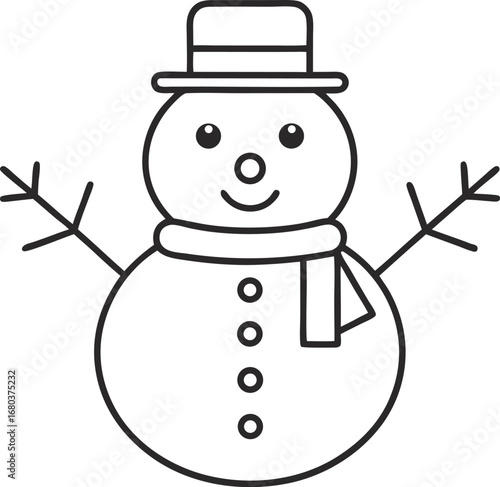Cute snowman for winter holiday season celebration and decoration with festive elements and joyful christmas character design