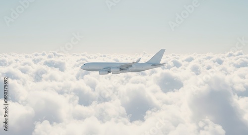 Cargo plane soaring through a sea of fluffy white clouds, symbolizing global trade and delivery