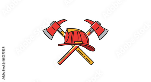 Icon of a firefighter's helmet with crossed axes symbolizing bravery and rescue services for emergency response teams
