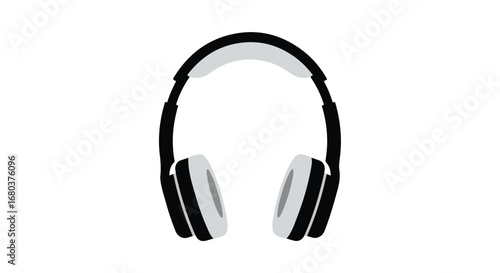 Minimalist vector illustration showcasing over-ear headphones isolated on a clean white background for music enthusiasts and audiophiles