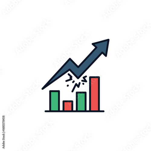 A stylized bar graph shows growth with an arrow breaking through the highest bar, indicating significant success.