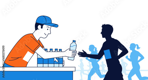 Supporting Runners: A Beverage Dispenser Offering Water to Marathon Participants