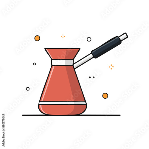 Cartoon Turkish Coffee Pot or Cezve
