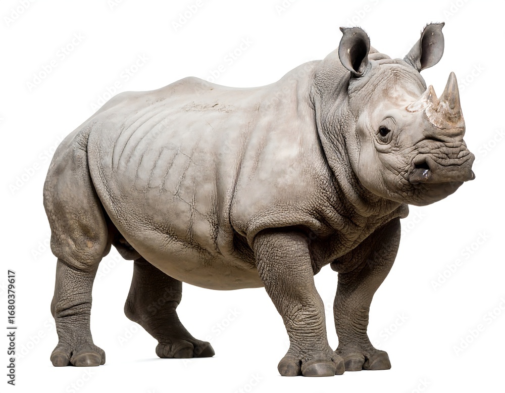 Fototapeta premium Rhino Profile on White Background