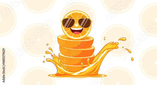 Smiling Orange Fruit With Sunglasses Expressing Joyful Energy And Deliciousness