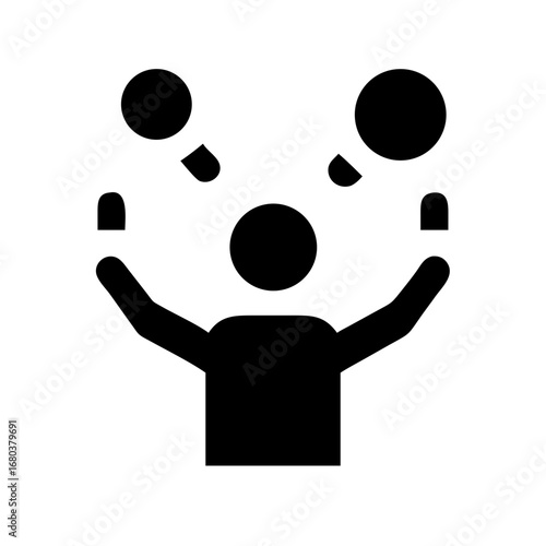 Juggling person icon vector illustration showing skill and dexterity for circus performance and entertainment art