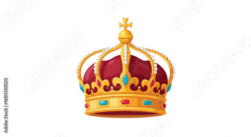 Regal Majesty: A Cartoon Crown of Golden Intricacy and Jewel-toned Splendor Depicting Power Symbol 75 characters