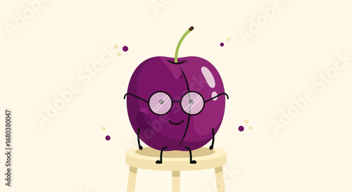 Smiling Plum With Glasses Relaxing On A Miniature Stool Enjoying The Sunlight