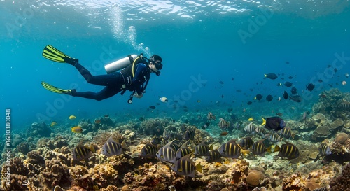 Wallpaper Mural Scuba diver exploring coral reefs Torontodigital.ca