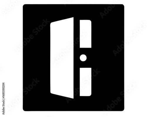 Minimalist Black and White Open Door Icon Depicting Opportunity and Exit