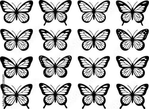 Ephemeral Beauty: Black and White Butterfly Pattern Illustration