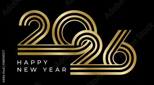 2026 Happy New Year design vector illustration. Unique 2026 logo design template	