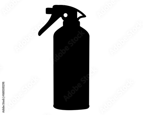 Silhouette of a black plastic spray bottle with an adjustable nozzle