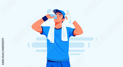 Sporting Man Hydrating After Physical Activity Under Warm Conditions, Needs Water