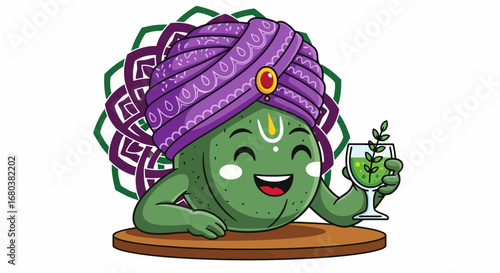 The Royal Avocado: Celebratory Drink, Vibrant Colors, Cultural Symbolism, Adorable Character
