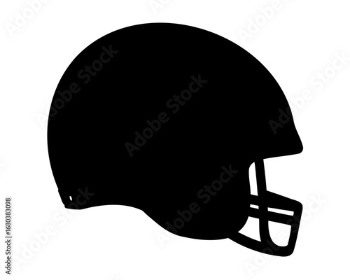 Black Silhouette Depiction of an American Football Helmet on a White Background