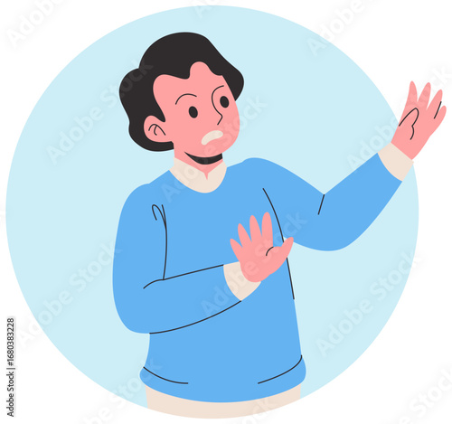 Man Gesturing No Stop Illustration