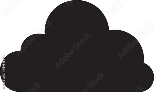 Black Cloud Silhouette Icon Simple Weather Shape Illustration Cloud Symbol for Forecast Internet Storage Data Sky Element Digital Design Nature and Technology Concept