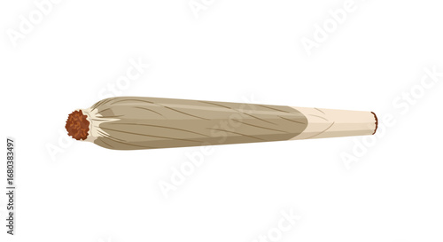 Vector Illustration of a Hand-Rolled Cigarette on a White Background Depicting Tobacco or Alternative Substances, Promoting Awareness