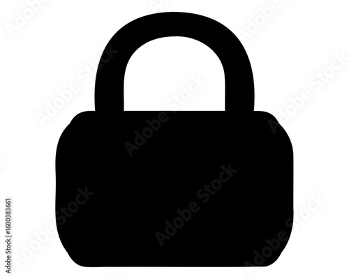 Black Silhouette of Padlock on a White Background for Security Concepts