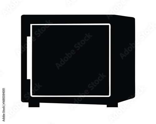 Black silhouette of a retro television set with a rectangular screen