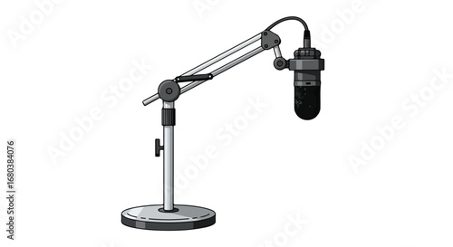 Vector Illustration of a Professional Microphone on a Stand Ready for Broadcasting and Recording Sessions Made with Digital Tools