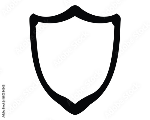 Classic black shield emblem with elegant curves, representing protection and security