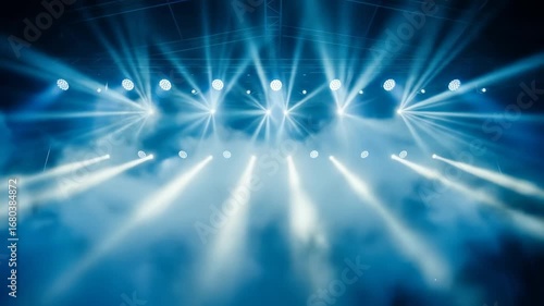 Wallpaper Mural Stage light concert lighting blue smoke dramatic atmosphere event illumination with spotlight beams entertainment performance music venue energy, creating vibrant scene and anticipation Torontodigital.ca