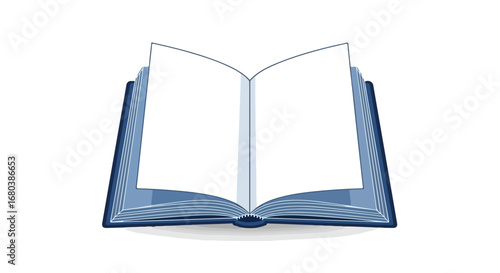 Open blue book with blank pages inviting creativity and knowledge exploration offering a fresh start and boundless possibilities for writers and