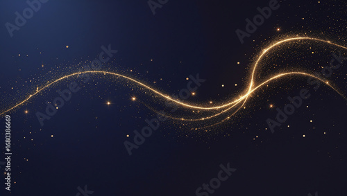 Minimalist navy blue and purplish backdrop with faint abstract flame silhouette made of golden spark particles, elegant glowing ember trail flowing diagonally, professional gala award theme, backdrop 