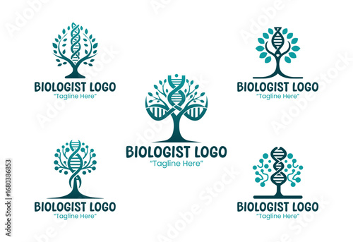 5 Biologist Logo Set Modern Scientific Identity Collection