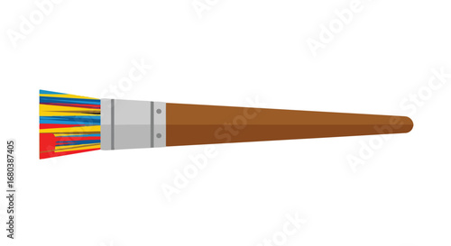 Illustration of a paintbrush with vibrant colors, artistic tool, painting, drawing, graphic design element, creative hobby vector icon
