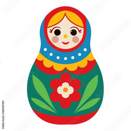 Colorful matryoshka dolls vector on white background.