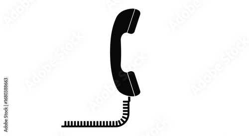 Silhouette of a Classic Telephone Handset with Cord, Emphasizing Communication and Nostalgia from the Pre-Digital Era